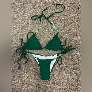 Sexy Women Bikini Set Crystal Diamond Rhinestones Two Piece Brazilian Swimwear M